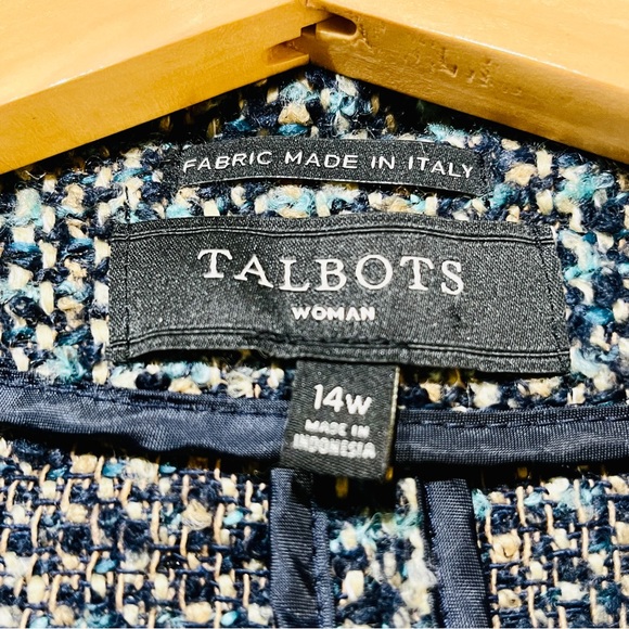 Talbots Blue/Multicolored Tweed Italian Blazer Jacket - 14W - Picture 9 of 10